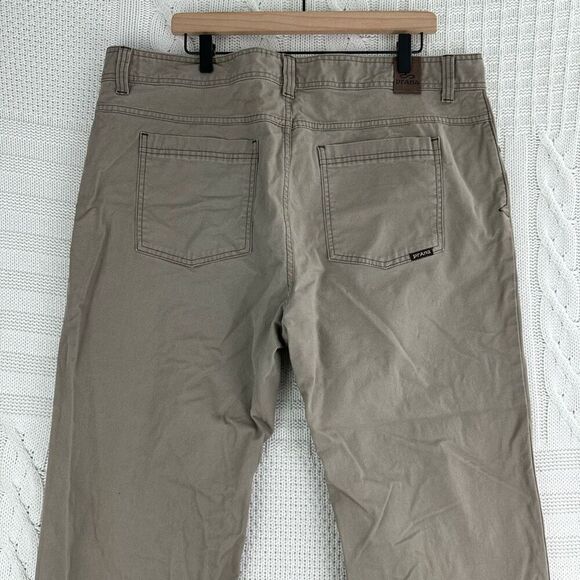prAna Pants Mens 40x30 TUCSON Khaki Canvas Performance Stretch Slim Hiking Pants - Picture 3 of 10